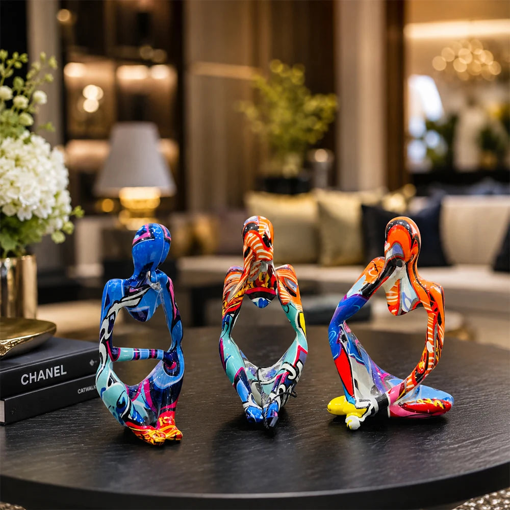 Abstract Graffiti Modern Thinker Sculptures (Set of 3)