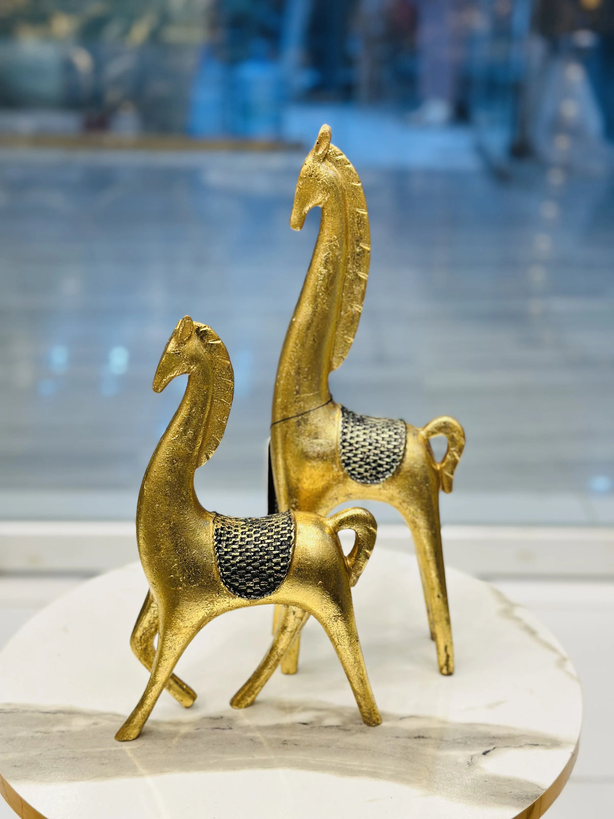 Pair of Modern Nordic Textured Gilded Horse Statues