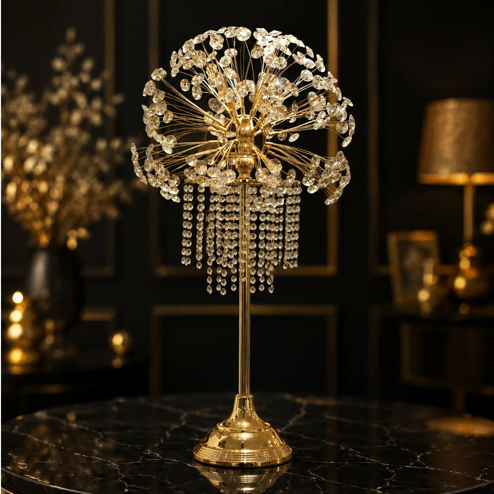 Luxury Crystal Dandelion Gold Table Centerpiece Candelabra